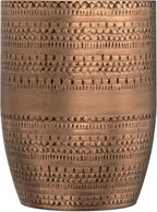 SIMPLIHOME Johnsen Metal Table - 15 inch Wide Solid Iron Drum Accent Table in Antique Copper with Tribal Pattern, Round Boho End Table for Living Room, Bedroom, or Home Office, Fully Assembled