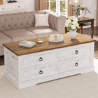 Coffee Table 31.5 in Rustic Center Table with X Design Wooden Pedestal for Living Room, Dark Oak Square Home Office Sofa Side Table for Small Space, Easy Assembly, Space-Saving