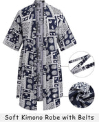 COOFANDY Men's Lightweight Kimono Robe Japanese Bathrobes Open Front Long Cardigan Cloak with Belt