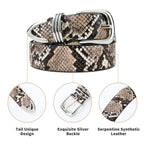 RISANTRY Women's Leather Belts for Jeans Dresses, Snakeskin Leather Waist Belt Fashion Ladies Belts with Gold Buckle