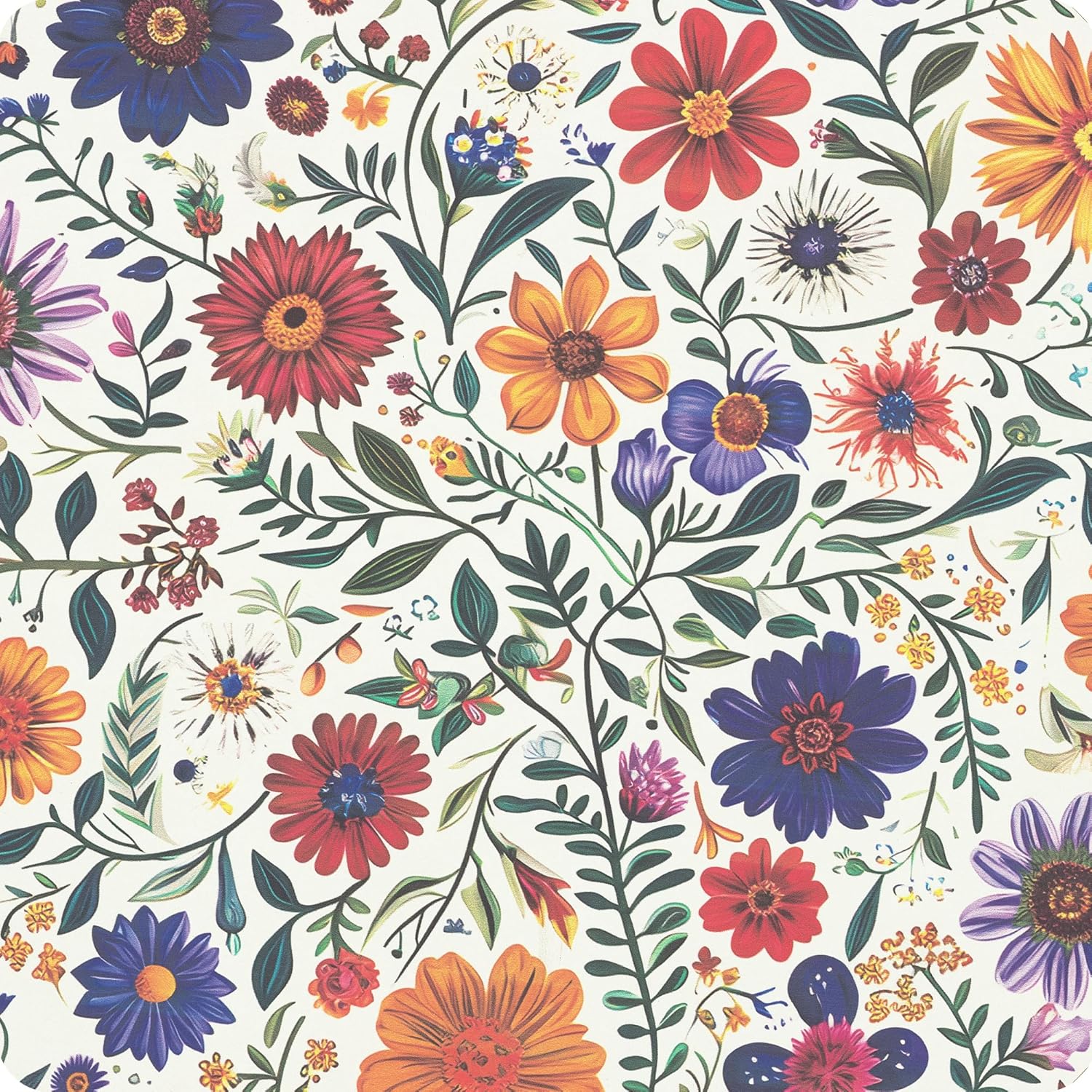 Mandala Small Rectangle End Table, Side Table with Black Flowers Finish, Retro Modern Small Coffee Table for Balcony, Living Room(11.8" D x 15.7" W x 17" H, White, Rectangle)