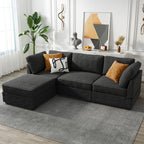 Modular Sectional Sofa,5 Pieces Sectional Couches for Living Room,L Shaped Cloud Couch Chaise Set, Black