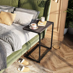 WLIVE C Shaped End Table, Small Couch Side Table for Coffee & Snack, Sofa Table That Slide Under for Living Room, Bedroom, 14.6 x 22.8 x 26.3 Inches, Grey