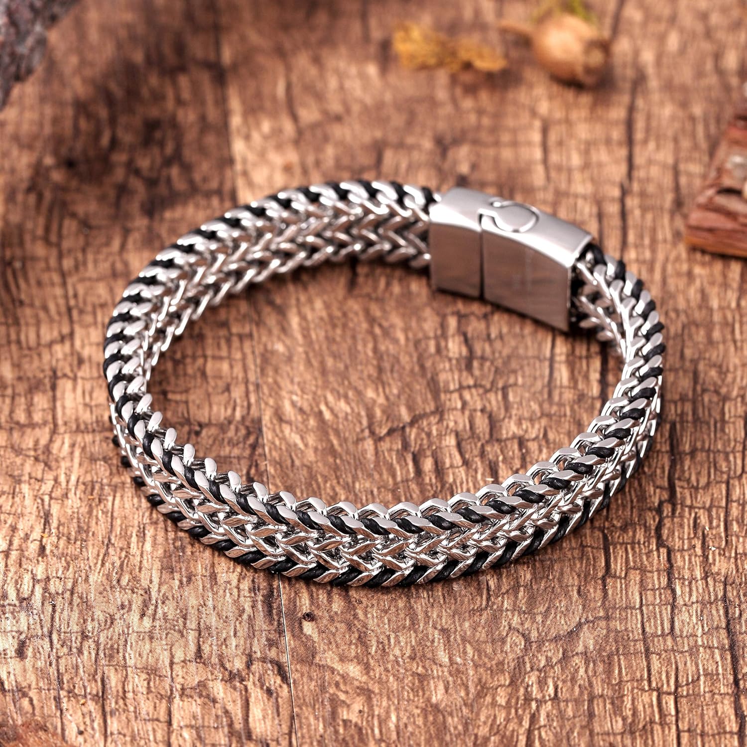 Men's Stainless Steel & Genuine Leather Bracelets – Various Designs in Silver, Black, and Polished Finishes – Rust & Discoloration Resistant – Jewelry Gift or Accessory for Men