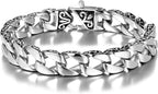 Urban Jewelry Beautiful Fleur De Lis Mens Link Bracelet 8.5 Inch, Link Chain Bracelet for Men (316L Stainless Steel Silver or 24K Gold Plated)