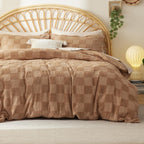 Housse de couette Boho Bedsure - Parure de lit Boho pour toutes les saisons, housse de couette jacquard shabby chic (gris, géométrique, king size, 104"x90")