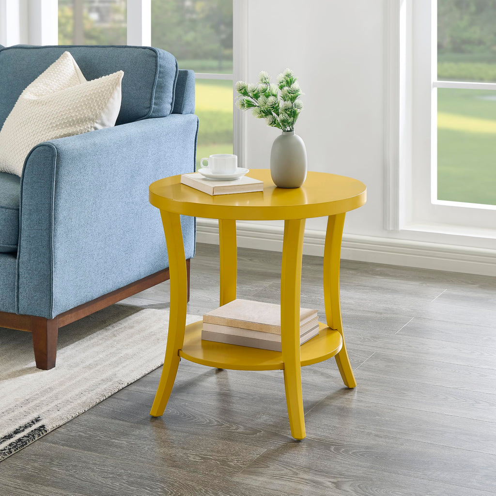 Roundhill Furniture Perth Contemporary Round End Table with Shelf