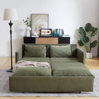 Eafurn 3 in 1 Convertible Pull Out Sleeper Sofa Couch Bed Queen Size, Corduroy Pullout Lounge Loveseat RV Sofa&Couches Sofabed with Soft Pillows Armrest,Side Pockers for Living Room Apartment