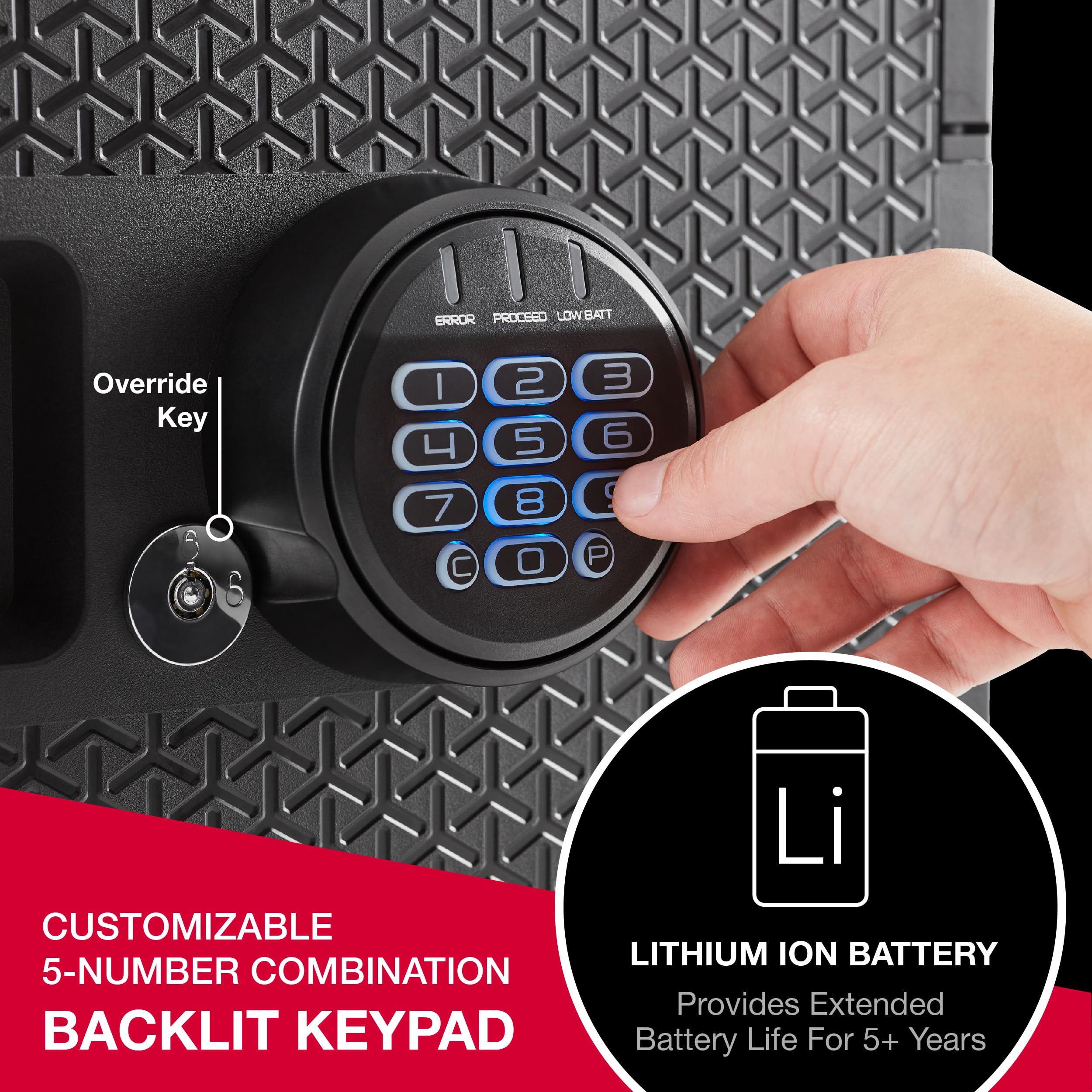 SentrySafe Fireproof and Waterproof Large Safe with Digital Keypad, Override Key, and Adjustable Shelf for Home, Dorm, or Office, 0.81 Cubic Feet, FPW082HSB