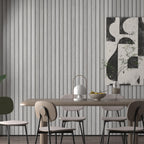 JSEVEM 16"×118" 3D Cream White Grey Slats Striped Wood Wallpaper Peel and Stick Waterproof Gray Slat Stripe Wood Contact Paper Vinyl Self Adhesive Wood Stickers for Walls Cabinets Kitchen Countertops