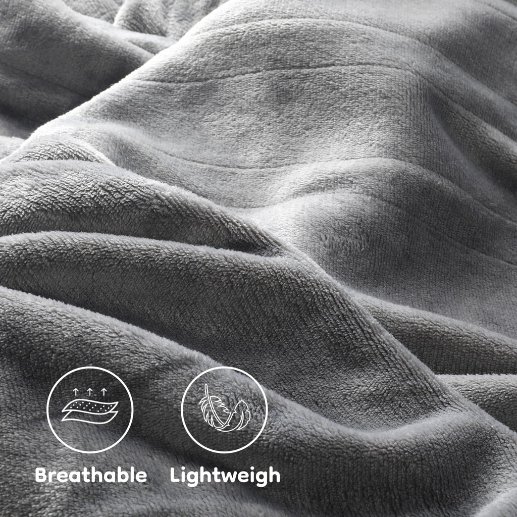 Elektrisch verwarmd deken 72" x 84" volledige maat flanellen stof met 4 verwarmingsniveaus & 10 uur automatische uitschakeling, ademend warm en wasbaar voor zacht en bed - lichtgrijs