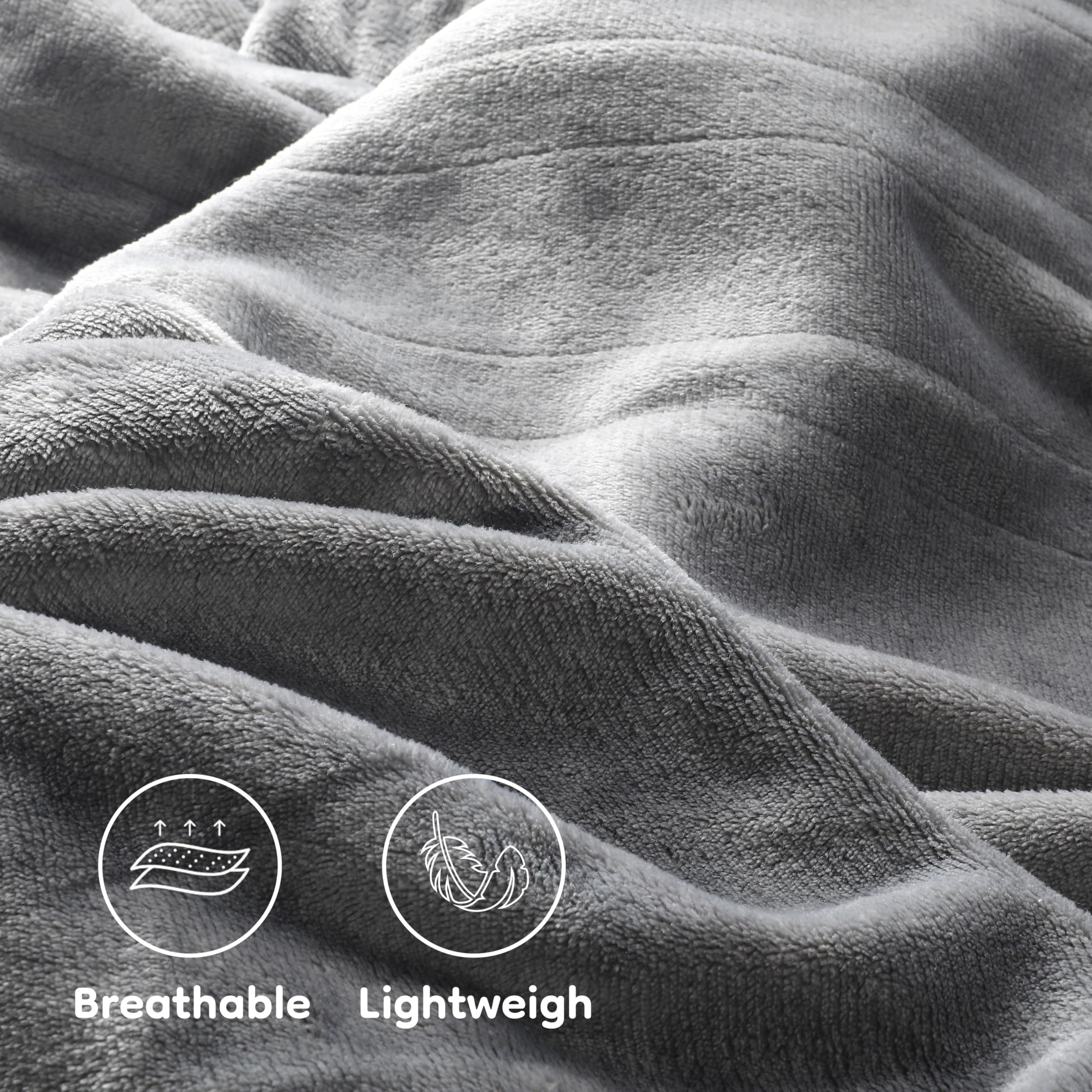 Elektrisch verwarmd deken 72" x 84" volledige maat flanellen stof met 4 verwarmingsniveaus & 10 uur automatische uitschakeling, ademend warm en wasbaar voor zacht en bed - lichtgrijs