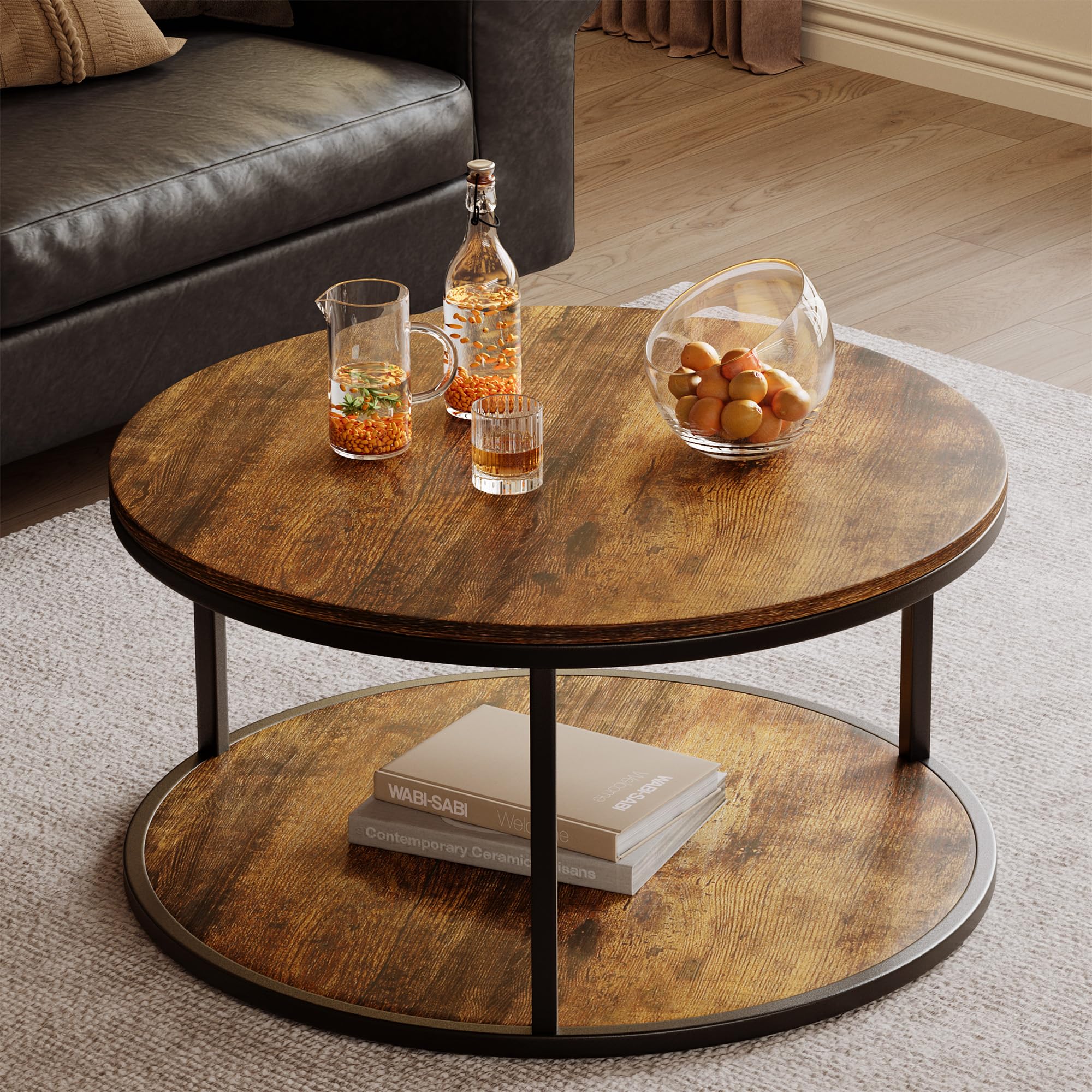 JUMMICO Square Coffee Table with Dual Storage Compartments, Modern Wood Cocktail Table for Living Room, Farmhouse Lounge & Office Reception (Gray & White)