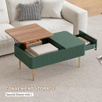 HLR 39" Lift Top Coffee Table with Hidden Storage Compartment, Modern Rising Wood Dining Center Table with Drawer for Small Space, Living Room, Office, Green