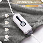 Elektrisch verwarmd deken 72" x 84" volledige maat flanellen stof met 4 verwarmingsniveaus & 10 uur automatische uitschakeling, ademend warm en wasbaar voor zacht en bed - lichtgrijs