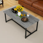 35.4" Rectangular Coffee Table for Living Room, Modern Industrial Style Coffee Table Center Table with Metal Frame for Small Space, Apartment, Office, Easy Assembly, Black