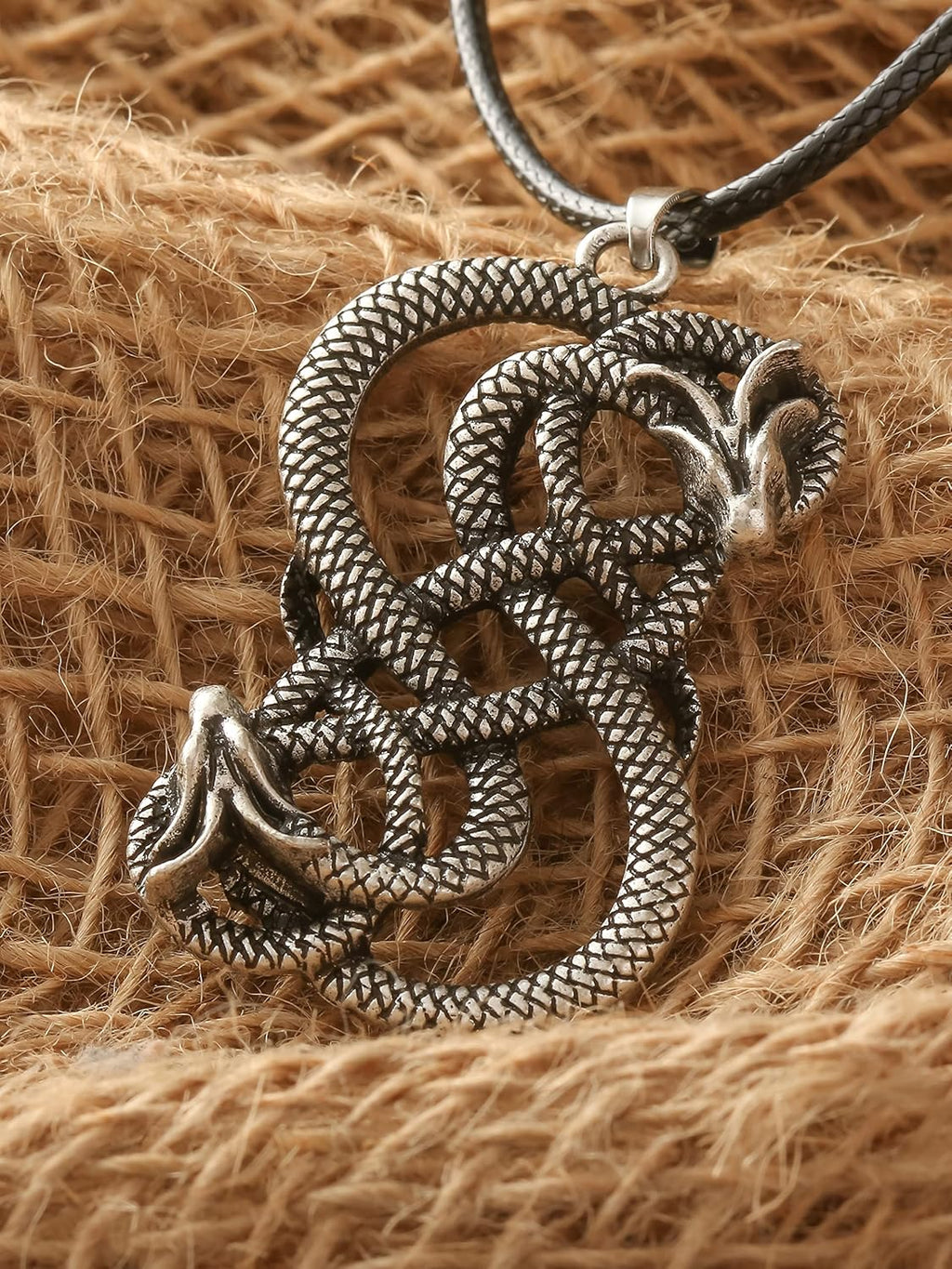 HAQUIL Snake Necklace, Norse Loki Snake Serpent Symbol Pendant, Viking Jewelry Gift for Men and Women