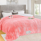 greenoak Heated Blanket Electric Throw 50"X60", Heating Blanket with 10 Heat Levels 1/2/4/6/8 Hours Auto-Off Overheat Protection, Flannel Sherpa Soft Warm Heater, ETL Certified Coral Pink