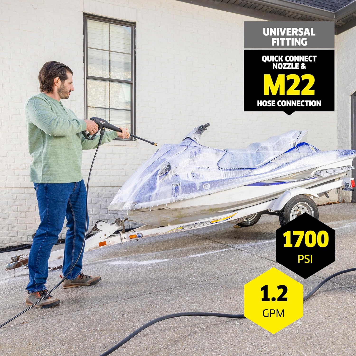 Kärcher Pressure Washer K1700, CETA Certified, 3 Spray Nozzles, Detergent Tank, for Cars, Driveways, Siding, Patios, 1.2 max. GPM