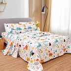 ست ملحفه کودکان یونیکورن صورتی JSD، سایز تویین، ۳ تکه، ملحفه‌های رختخواب میکروفایبر چاپ شده با طرح رنگین کمان برای دختران، جیب عمیق