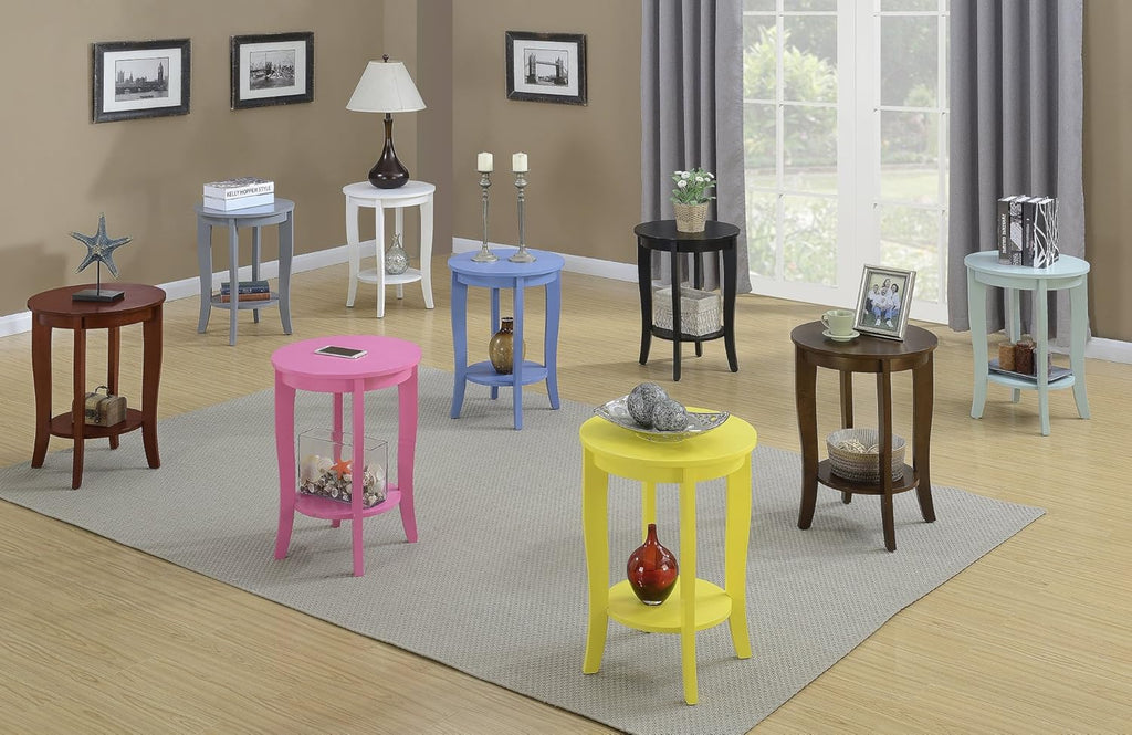 Convenience Concepts American Heritage Round End Table with Shelf, Mahogany