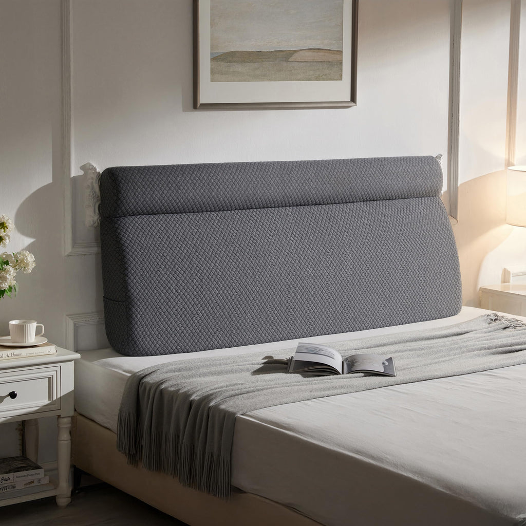 AYEASY Wedge Pillow Headboard, Queen Triangle Headboard Pillow, Bed Wedge Pillow for Headboard, Reading Backrest Pillows for Sitting in Bed Memory Foam, Long Back Rest Pillow Dorm Daybed Grey, Queen