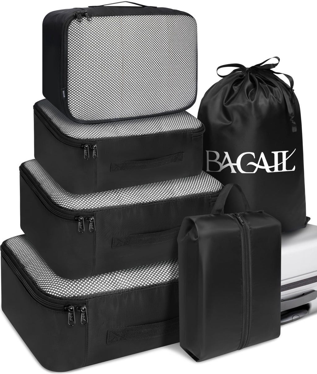 BAGAIL 8 Set Packing Cubes Luggage Organizer Bags for Travel Accessories-Cream
