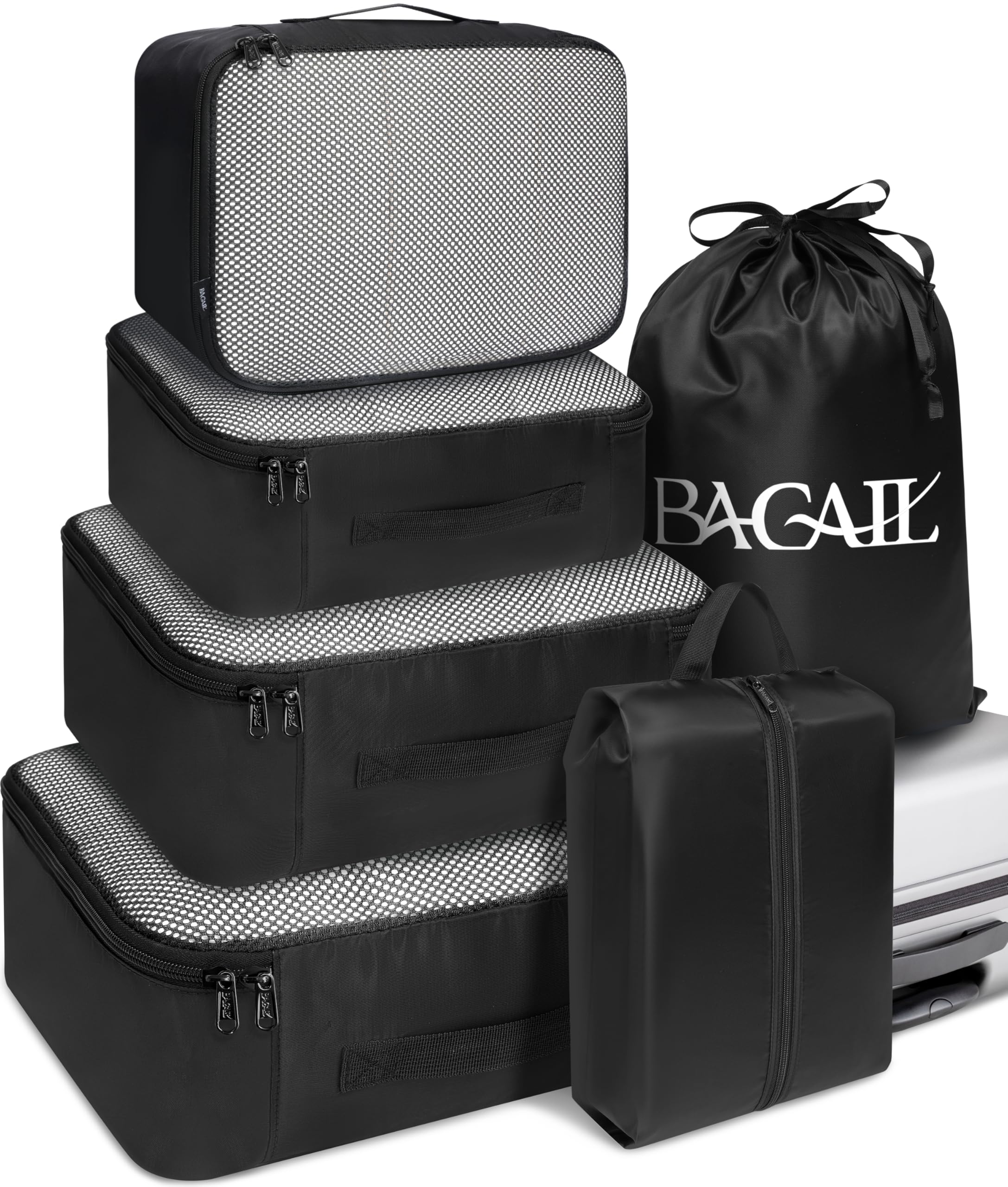 BAGAIL 8 Set Packing Cubes Luggage Organizer Bags for Travel Accessories-Cream