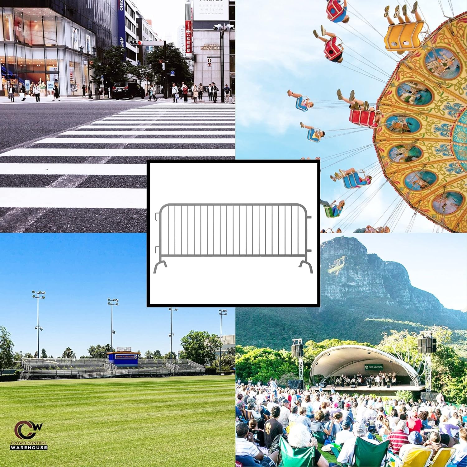 Angry Bull Barricades Metal Interlocking Steel Barricade (8.5 Ft. Heavy Duty, Bridge Feet, Grey Powder Coated, Set of 20)