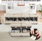 Modular Sectional Sofa with Storage, U Shaped Sectional Couch for Living Room, Convertible Modular Sofa Couch with Ottomans, High Supportive & Soft Sponge, 6 Seat, Beige