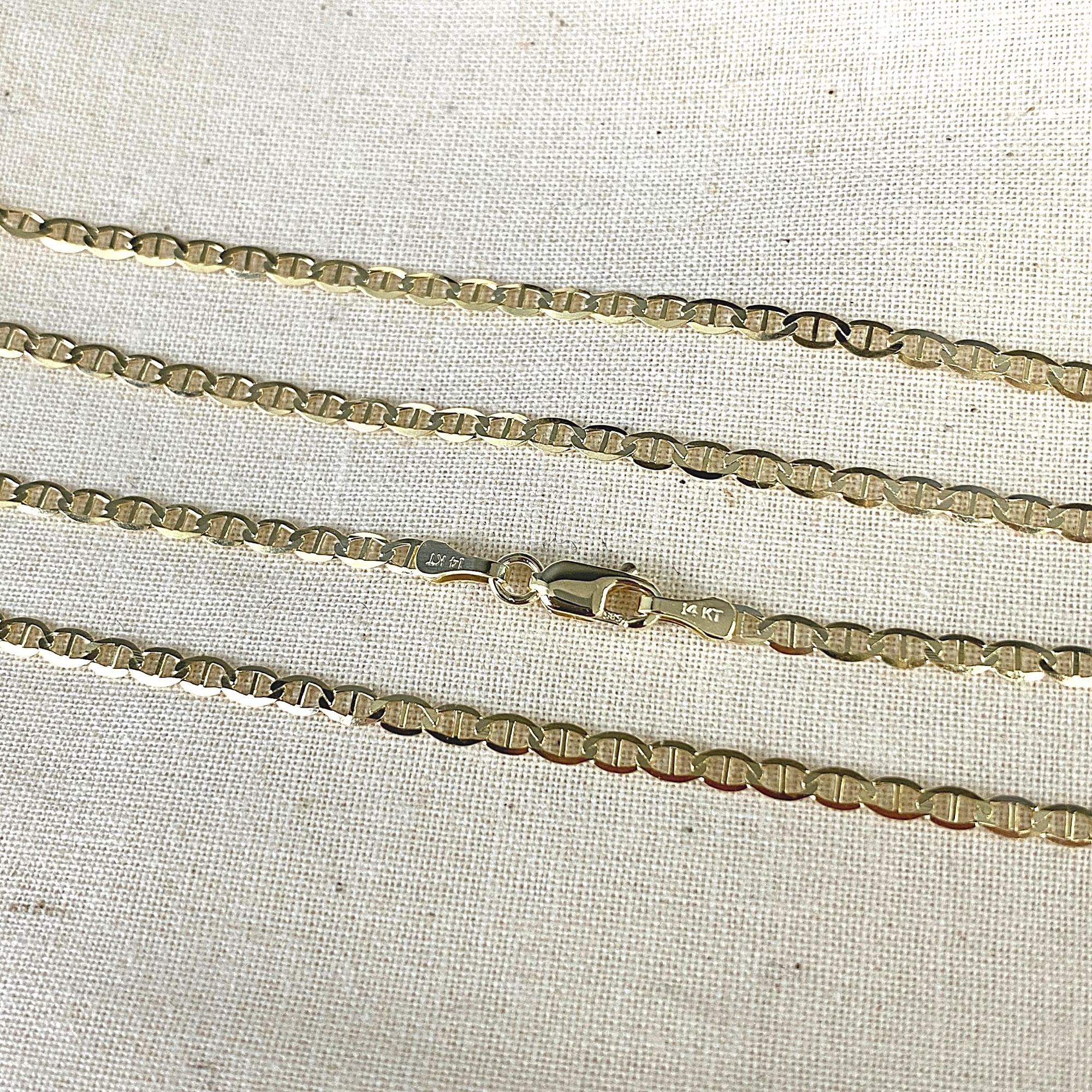 Ioka - Corrente Marinheiro Lisa de Ouro Amarelo Maciço 14K REAL 2,5mm com Fecho Lagosta - 20"