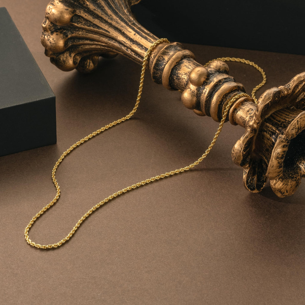 Collana KROMPG Catena in Oro 14k per Donne Catena a Corda Oro 2mm Collana per Donne Uomini Non Sbiadente e Delicate Collane per Donne Uomini Tutte le Lunghezze 16-26 Pollici