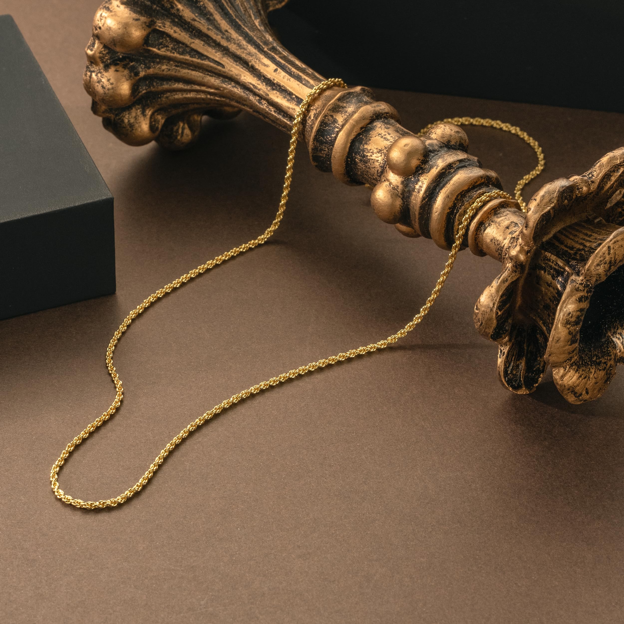 Collana KROMPG Catena in Oro 14k per Donne Catena a Corda Oro 2mm Collana per Donne Uomini Non Sbiadente e Delicate Collane per Donne Uomini Tutte le Lunghezze 16-26 Pollici