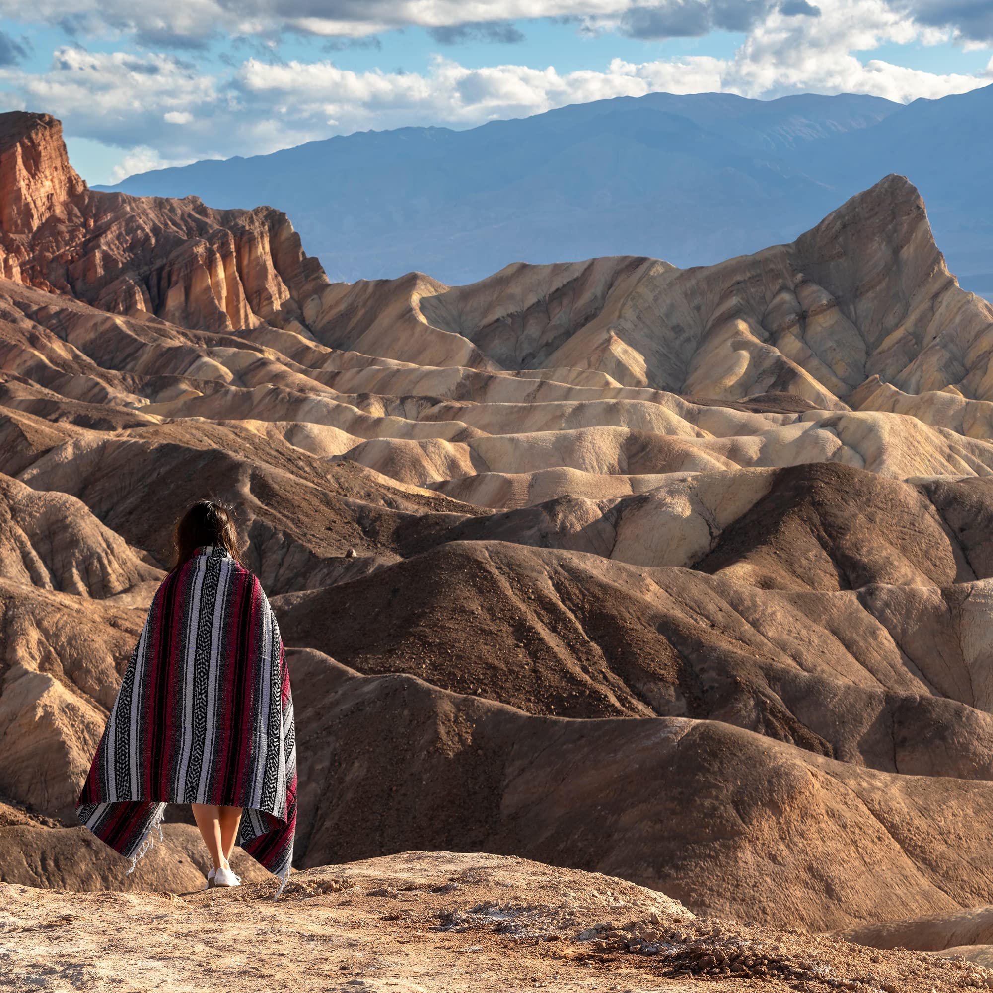 Authentische große handgewebte mexikanische Decke - Weiche Yoga- Strapazierfähiger Serape- Leichte Falsa, Strand-, Camping-, Picknick-, Outdoor-Decke 70"x50" - Kirsche