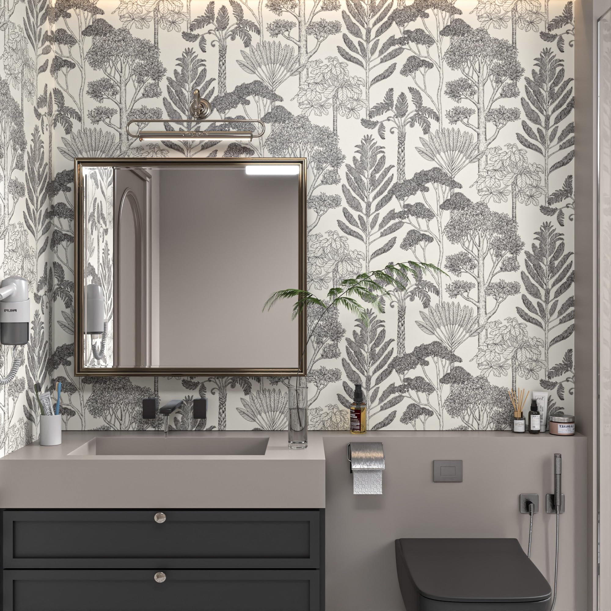 Lativo Vintage Skovskræl og Stick Tapet til Badeværelse Vandtæt Boho Kontakt Papir til Skabe Træ Selvklæbende Aftageligt Tapet Soveværelse Dekorativ Retro Vinyl Hylde Liner 17.3inW 393inL