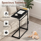 Vagusicc C Shaped End Table, 33"Tall Side Table for Couch, C-Table Sofa Table Adjustable Height Side Table, Large Surface Slide Under Couch Table, Coffee Table TV Tray for Living Room, Bedroom, Black