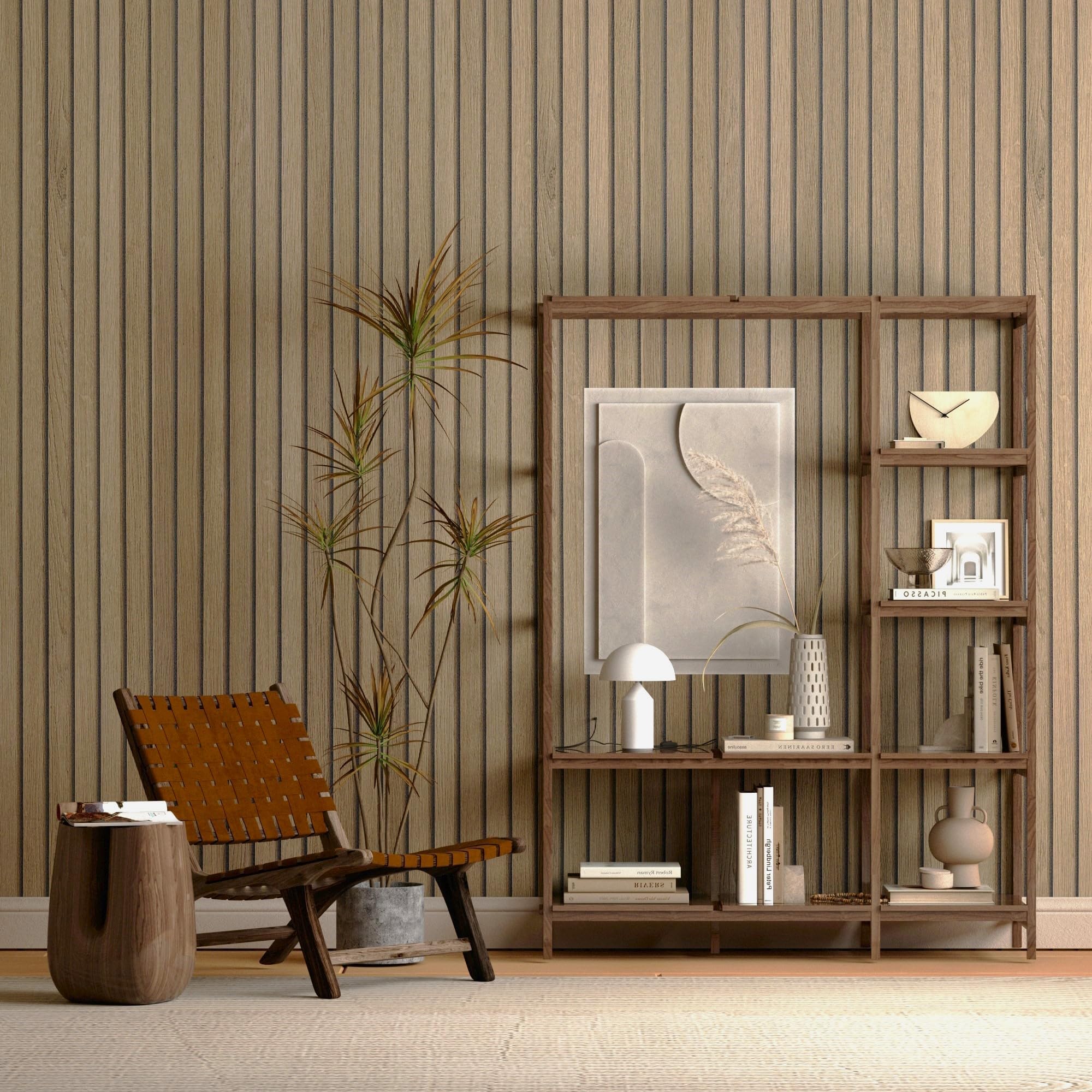 JSEVEM 16"×118" 3D Ekstra Kalın 3D Açık Kahverengi Gri Şeritli Ahşap Duvar Kağıdı Yapıştır ve Çıkar Su Geçirmez Gri Şerit Ahşap Teması Kontak Kağıdı Vinil Yapışkan Ahşap Çıkartma Tezgahlar Mutfak Duvarları için