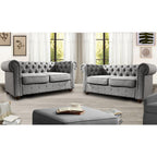 Rosevera Genevieve Upholstered Tufted Loveseat Couch,Chesterfield Sofa loveseat with Armrest Scroll Arm Sofa Couch, Sectional Sofa for Living Room Office