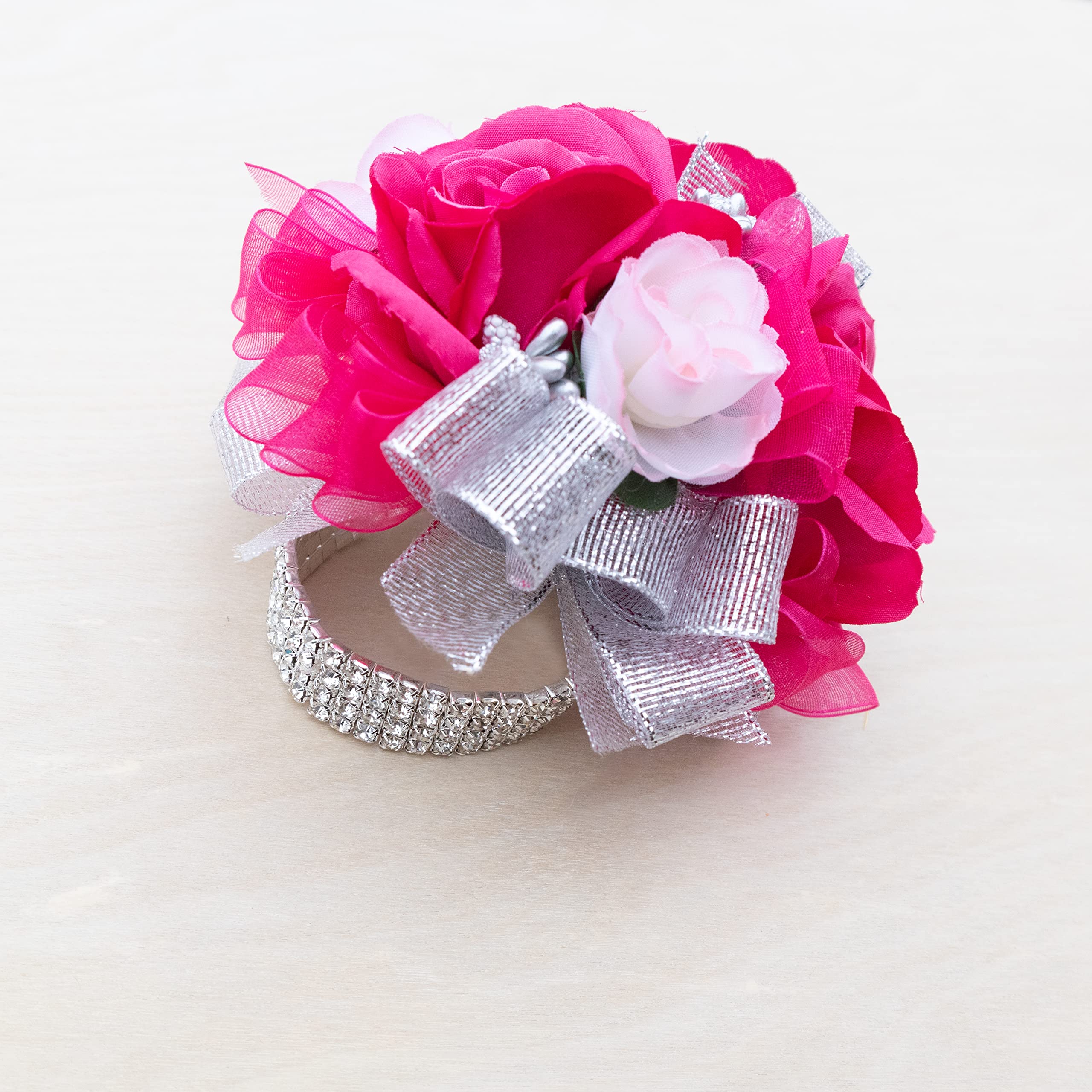 Ansuma Hot Pink Rose Corsage Boutonniere Sæt Real Touch Blomster til Mænd og Kvinder, Brud Brudepige Brudgom Fuchsia Bryllupsblomster Tilbehør Prom Fest Middag Dans Jubilæum (Fuchsia)