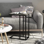 Furinno Camnus Modern Living C Shaped Sofa Side Table, 9.8 in x 17.9 in x 25 in, French Oak Grey