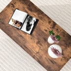 35.4" Rectangular Coffee Table for Living Room, Modern Industrial Style Coffee Table Center Table with Metal Frame for Small Space, Apartment, Office, Easy Assembly, Brown