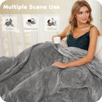 Elektrisch verwarmd deken 72" x 84" volledige maat flanellen stof met 4 verwarmingsniveaus & 10 uur automatische uitschakeling, ademend warm en wasbaar voor zacht en bed - lichtgrijs