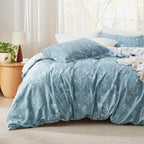 Bedsure Duvet Cover Queen Size - Reversible Floral Duvet Cover Set with Zipper Closure, Green Bedding Set, 3 Pieces, 1 Duvet Cover 90"x90" with 8 Corner Ties and 2 Pillow Shams 20"x26" - Grand Goldman