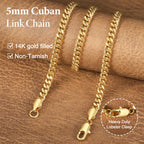CHENETOILE Corrente Cubana Masculina de Ouro 14K 5mm Colar de Ouro para Homens 20 Polegadas