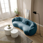 Modern 5 Seats Curved Sofa Oversized Half-Moon Sofa&Couch, Beautiful Freestanding Sofa Comfy Teddy Fleece Boucle Leisure Sofa Couch with 4 Big Pillows for Home Office Apartment Living Room
