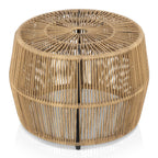 Muse & Lounge Co. Ysar Boho Rattan Round Coffee Table Outdoor with 5mm Tempered Glass Top, All-Weather and Rust Resistant Patio Furniture