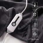 Coperta Elettrica Riscaldata 72"x84" Taglia Completa, Morbido Pile di Corallo con 4 Livelli di Riscaldamento e Spegnimento Automatico dopo 10 Ore, Lavabile in Lavatrice, Tessuto Morbido e Accogliente per la Casa, Grigio Scuro