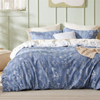 Bedsure Duvet Cover Queen Size - Reversible Floral Duvet Cover Set with Zipper Closure, Green Bedding Set, 3 Pieces, 1 Duvet Cover 90"x90" with 8 Corner Ties and 2 Pillow Shams 20"x26" - Grand Goldman