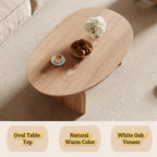 Honyee Modern Oval Coffee Table, Small Coffee Tables for Living Room - Oak Wood Top with Solid Legs, Wooden Center Table Easy Assembly for Living Room &Bedroom,Office, Natural
