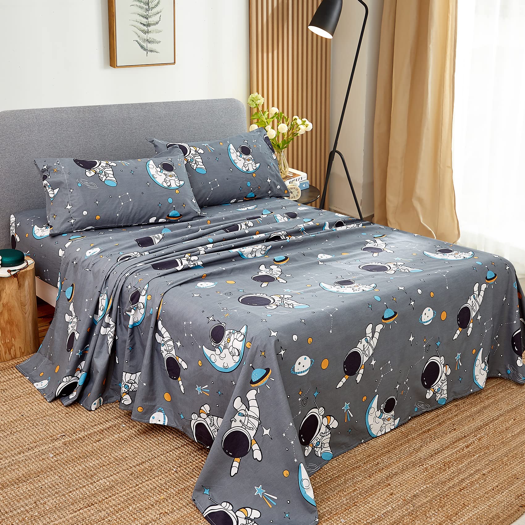 ست ملحفه کودکان یونیکورن صورتی JSD، سایز تویین، ۳ تکه، ملحفه‌های رختخواب میکروفایبر چاپ شده با طرح رنگین کمان برای دختران، جیب عمیق